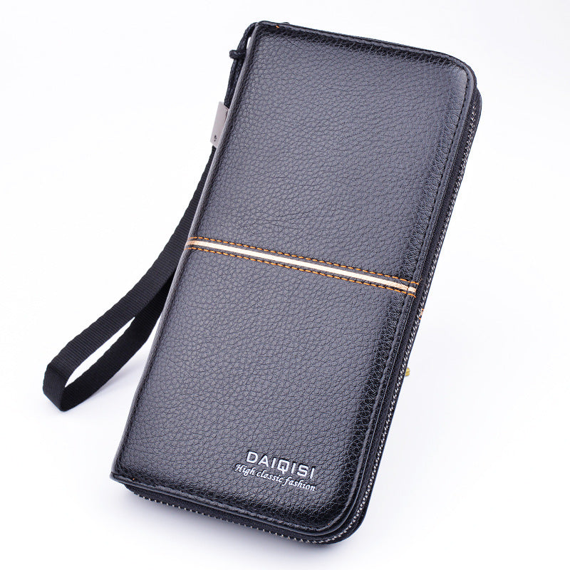 New European and American men&#39;s long purse zipper fashion hand take business leisure men&#39;s wallet foreign trade manufacturers wholesale