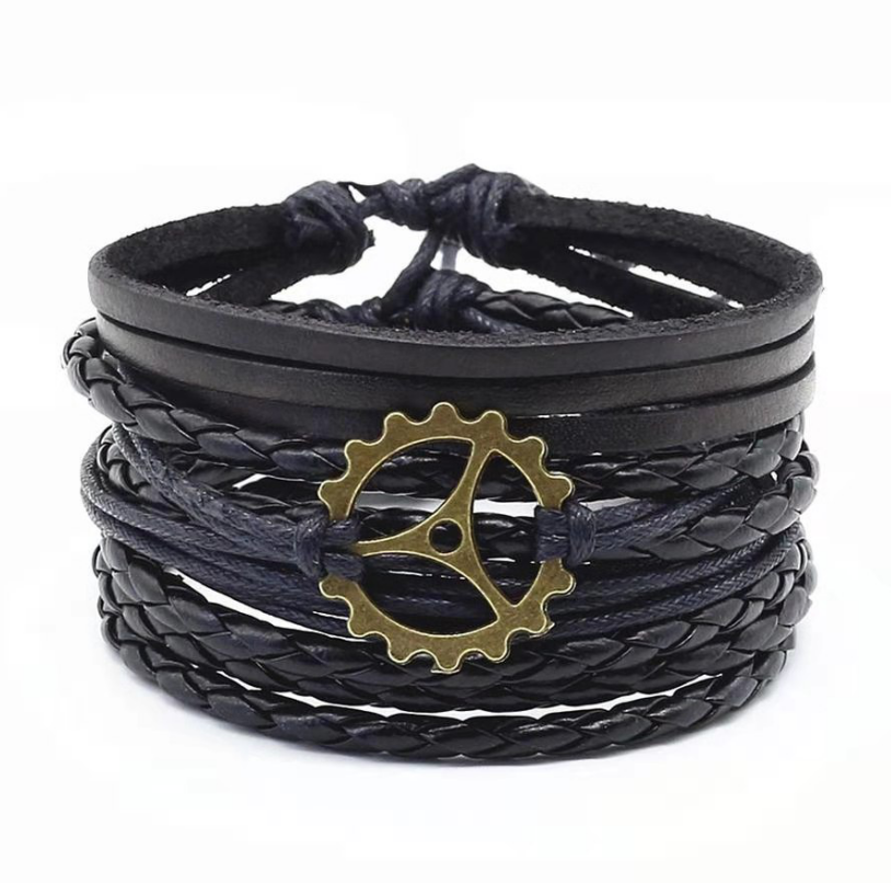 Men&#39;s Leather Vintage Braided Bracelet