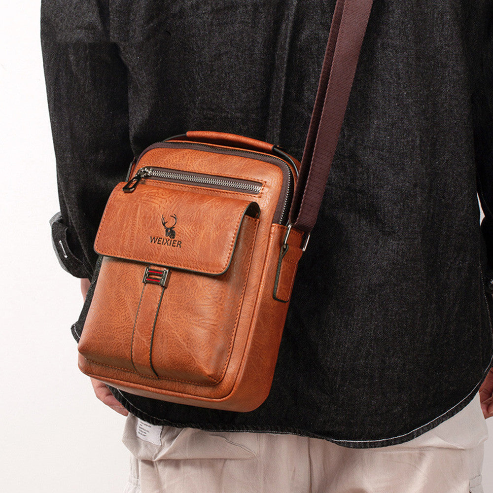 Pu Men&#39;s Messenger Bag Trendy Retro