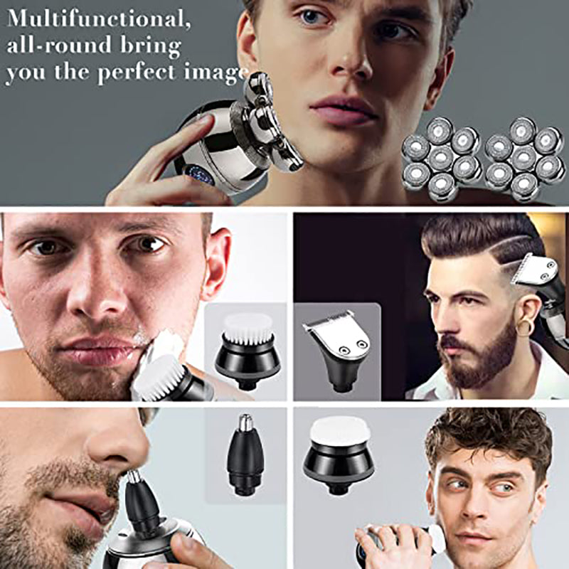 Men&#39;s Electric Shaver Floating Head  USB Charging Dock LCD Waterproof Portable Nose Hair Trimmer Bald Razor Machine Shaving