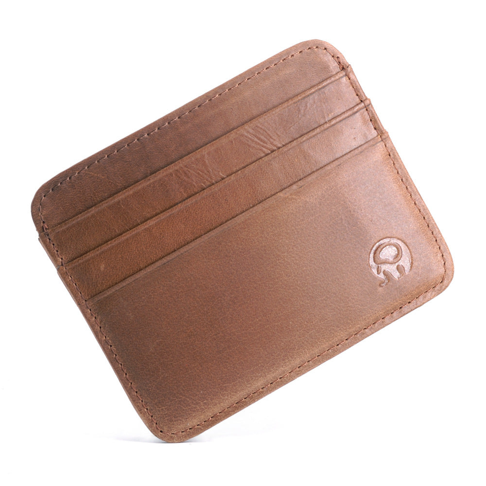 First Layer Cowhide Coin Purse Bus Card Holder