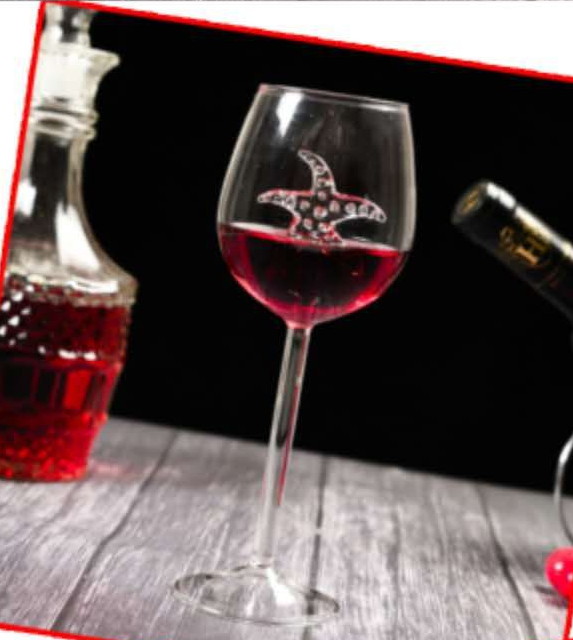Sea Horse Starfish Dolphin Red Wine Glass Cup