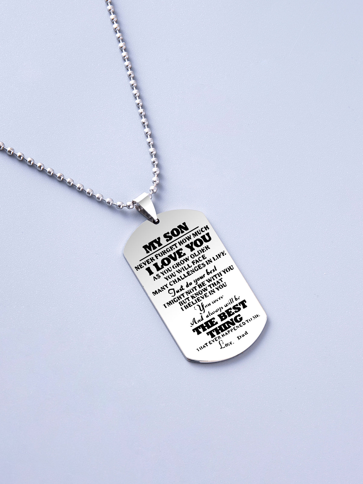 I Love You Grand Army Brand Silver Black Stainless Steel Pendant Necklace For Daughter Son