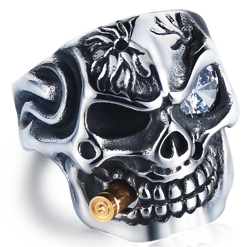 Skull Steel Ring Personalized Punk Men&#39;s Ring Jewelry