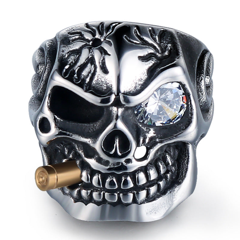 Skull Steel Ring Personalized Punk Men&#39;s Ring Jewelry