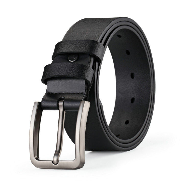 Men&#39;s single-layer leather perforated belt