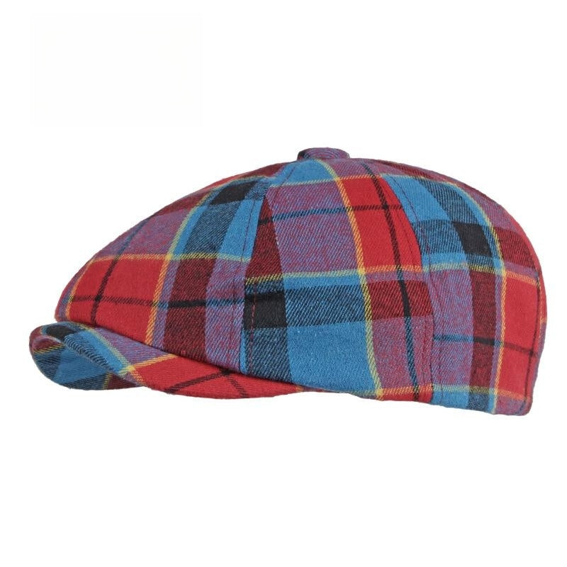 Men&#39;s Plaid Beret Octagonal Cap