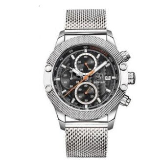 Men&#39;s Quartz Watch Sports Calendar Wire Mesh with Men&#39;s Quartz Watch