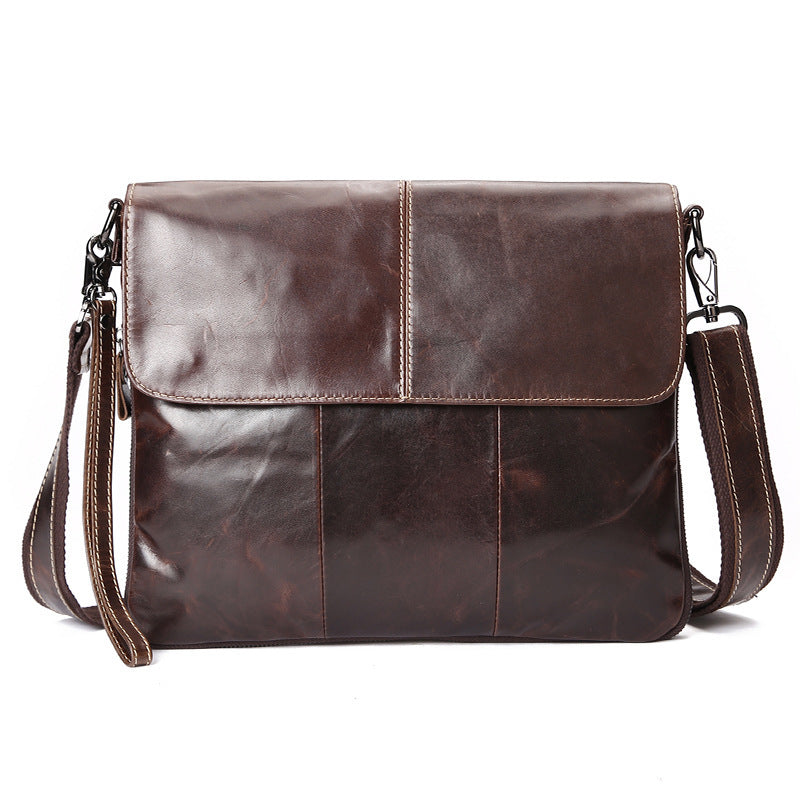 The First Layer Of Oil Wax Leather One Shoulder Men&#39;s Diagonal Bag