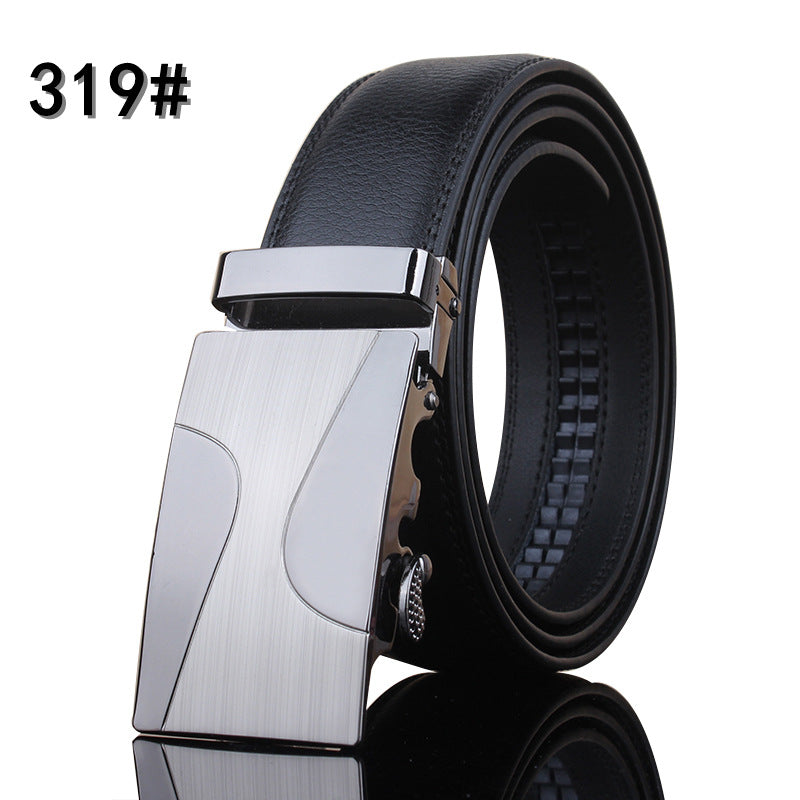 Men&#39;s belt leather automatic buckle Leopard pure leather belt