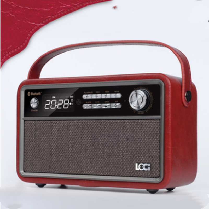 Wooden Bluetooth Clock Alarm Clock Speaker Card Retro Radio