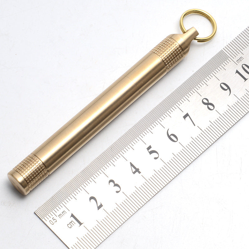 Toothpick Holder Keychain Pendant Brass Portable