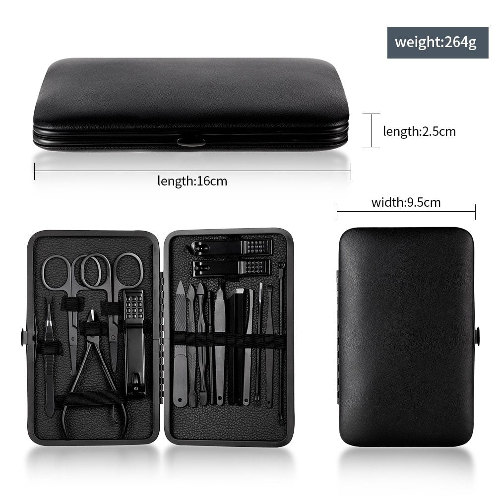Black Stainless Steel Nail Clipper Tool Set