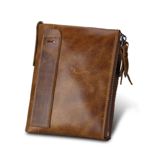 Men&#39;s wallet Short men&#39;s wallet Anti-theft brush leather wallet men