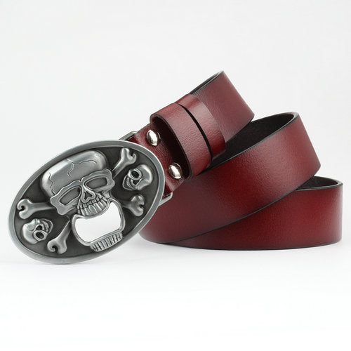Men&#39;s Casual Skull Decorative Belt