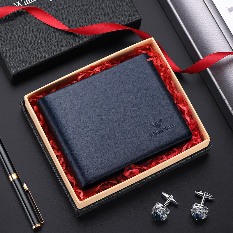 Men&#39;s Top Layer Cowhide Short Wallet