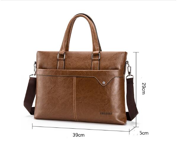 Men&#39;s Business Horizontal Leather Briefcase Handbag