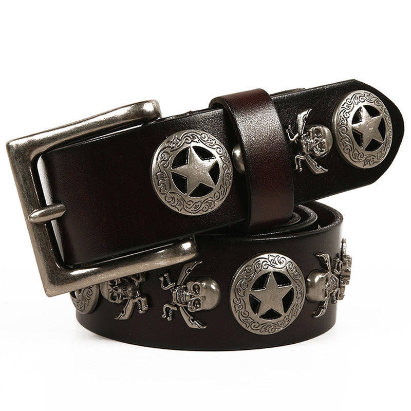 Unisex Men&#39;s And Women&#39;s Leather Belt With Rivets