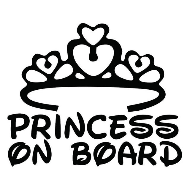 Princess Baby On Board Car Sticker Crown Princess Car Sticker A262
