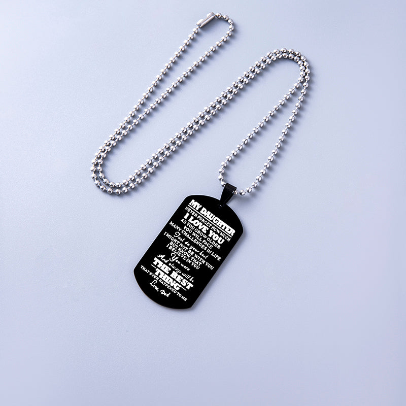 I Love You Grand Army Brand Silver Black Stainless Steel Pendant Necklace For Daughter Son