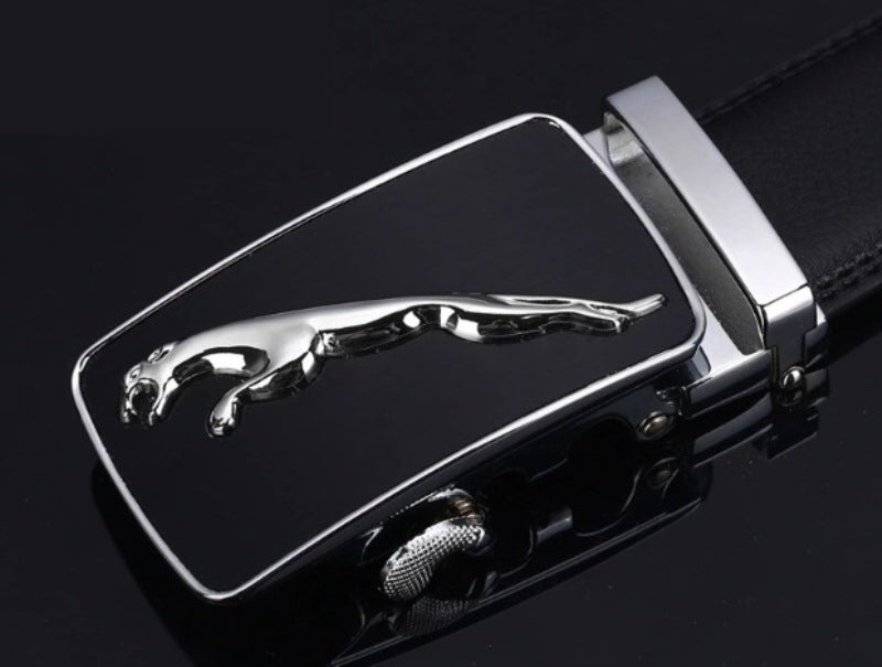 Men&#39;s belt leather automatic buckle Leopard pure leather belt