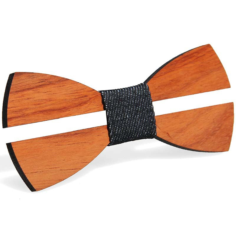 Green hand collar red pear solid wood bow tie