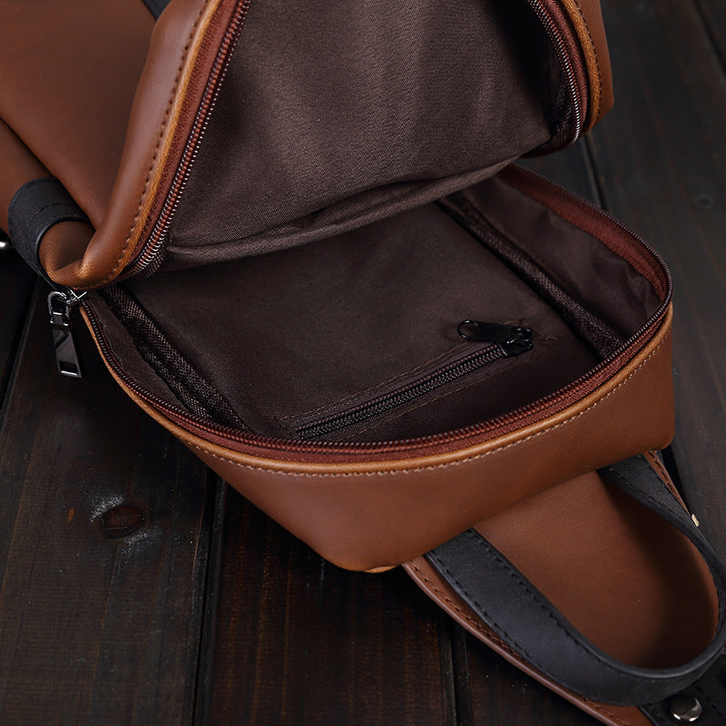 Men&#39;s leather retro chest bag