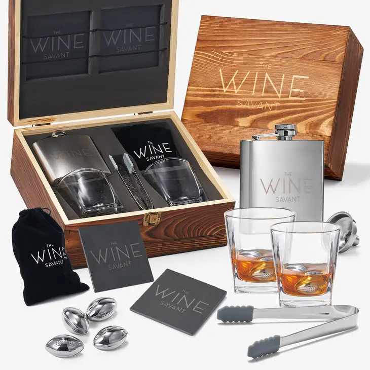 Whiskey Glasses and Football Chilling Stones Gift Set