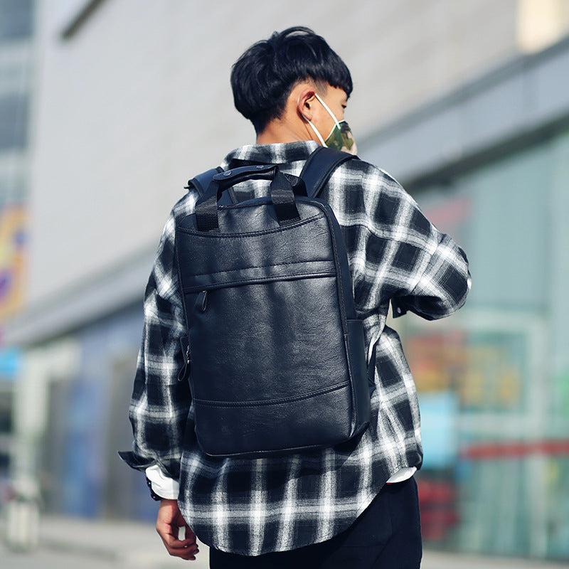 Men&#39;s leather business simple Backpack