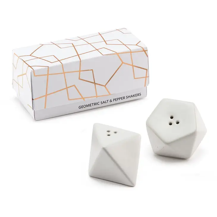 White Geometric Salt &amp; Pepper Shaker Set