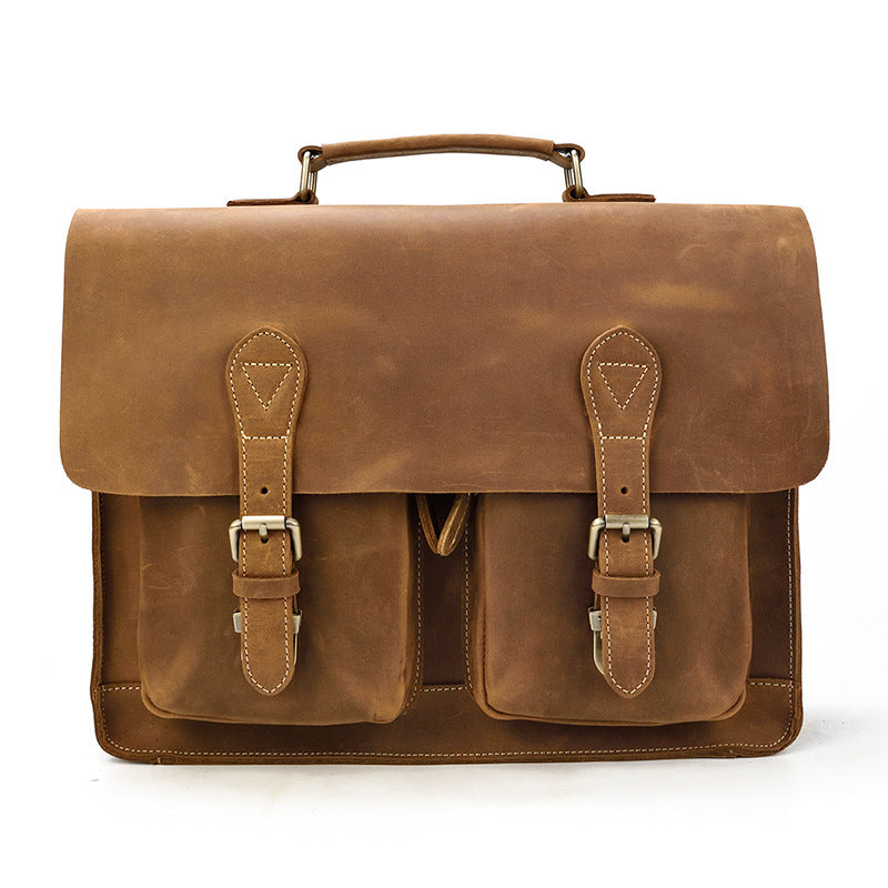 Men&#39;s Fashion Personality Leather Retro Portable Briefcase