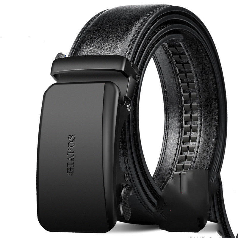 Belt Men&#39;s Leather Automatic Buckle Pure Cowhide Belt