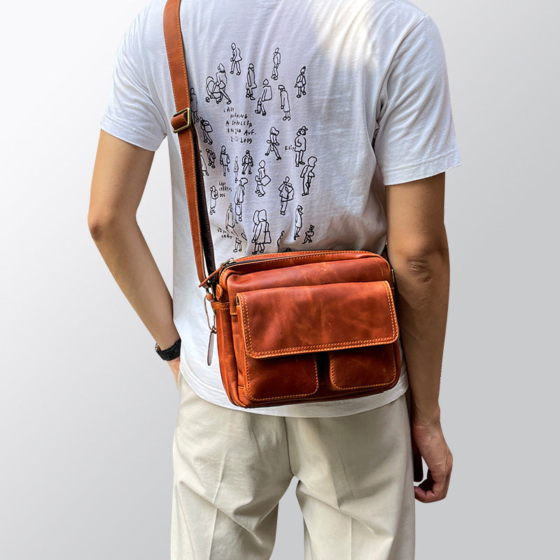 Men&#39;s Casual Leather Shoulder Messenger Bag