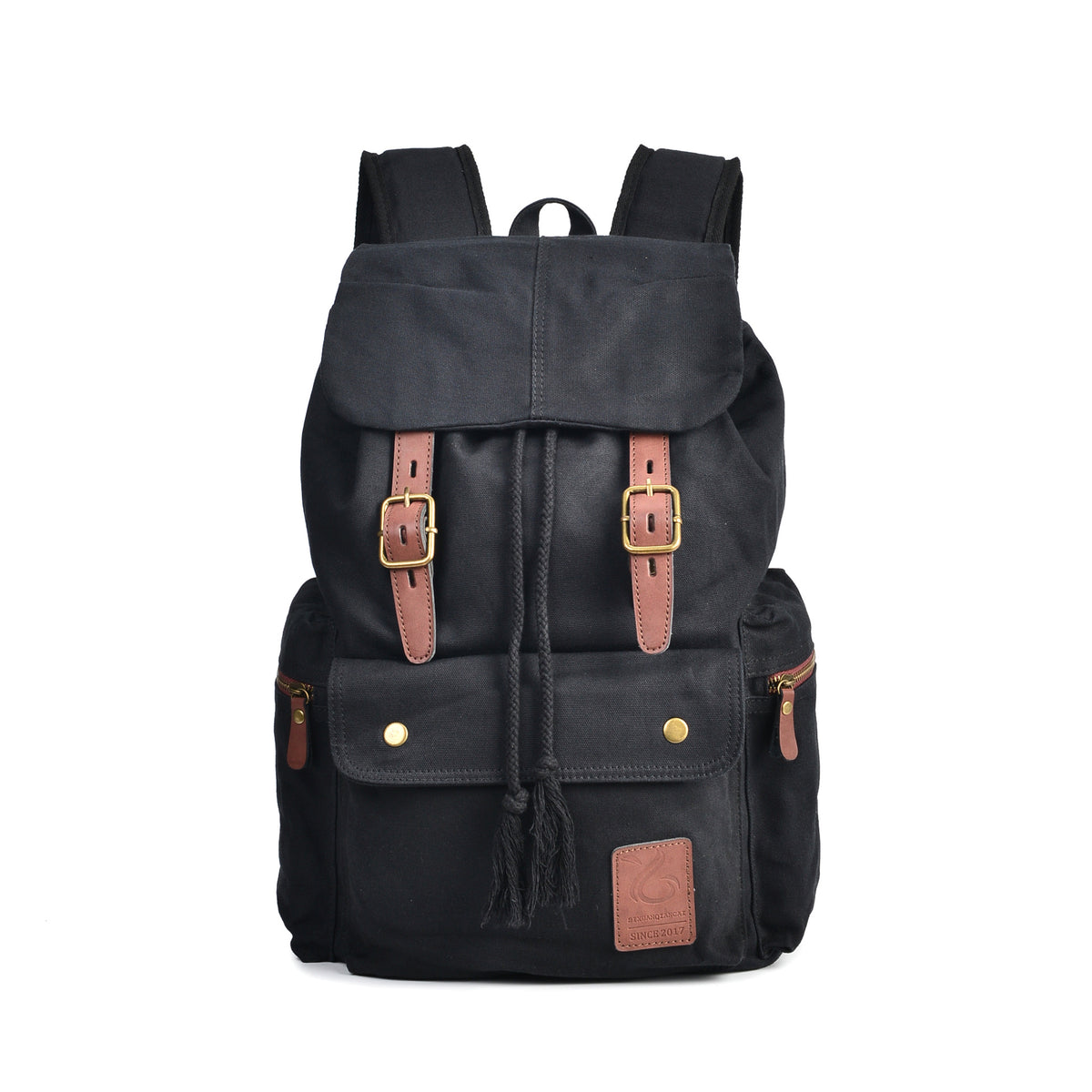 Men&#39;s pure cotton canvas bag, leisure outdoor large capacity backpack, factory directly climbing mountaineering bag