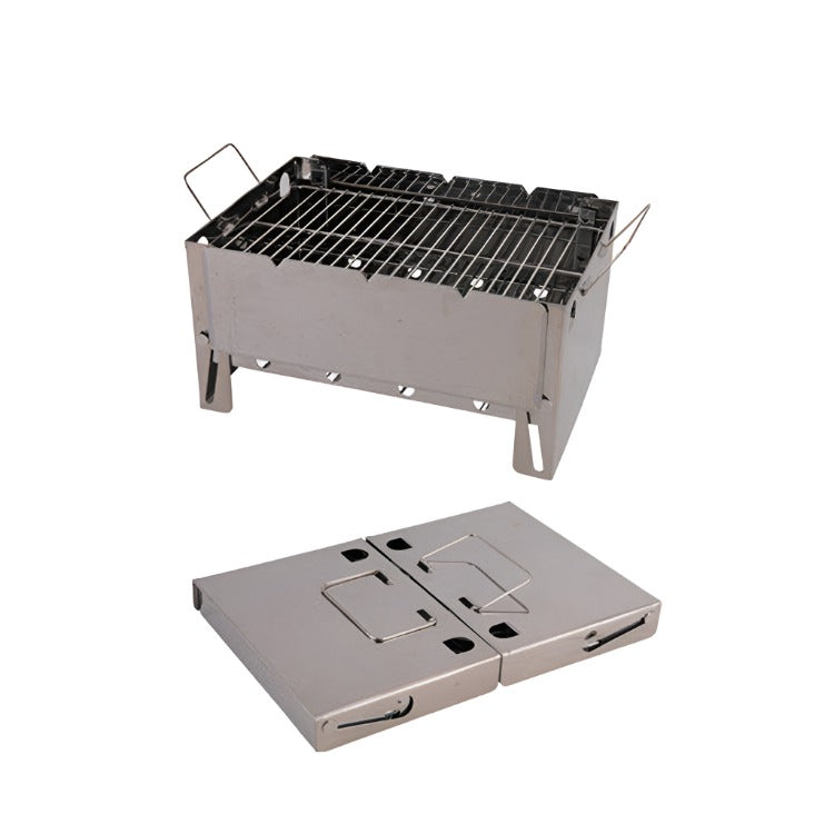 Outdoor portable charcoal grill outdoor household portable stove black steel oven box type stove burning picnic tools wholesale