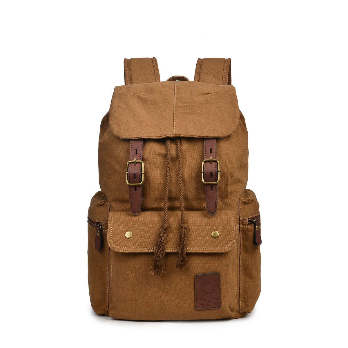 Men&#39;s pure cotton canvas bag, leisure outdoor large capacity backpack, factory directly climbing mountaineering bag