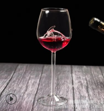 Sea Horse Starfish Dolphin Red Wine Glass Cup