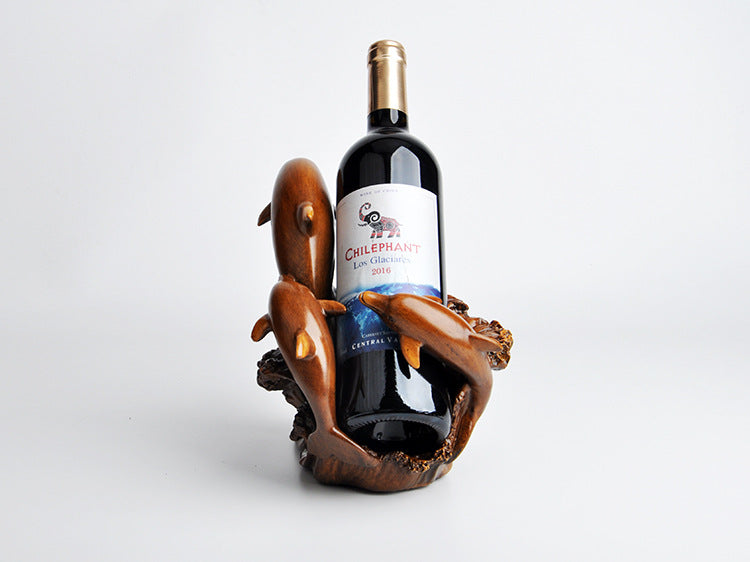 Resin Home Decoration  Bronze Crafts European Style Dolphin Wine Rack  Animal Wine  Living Room