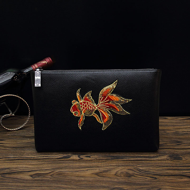 Bee Embroidered Men&#39;s Handheld Envelope Bag