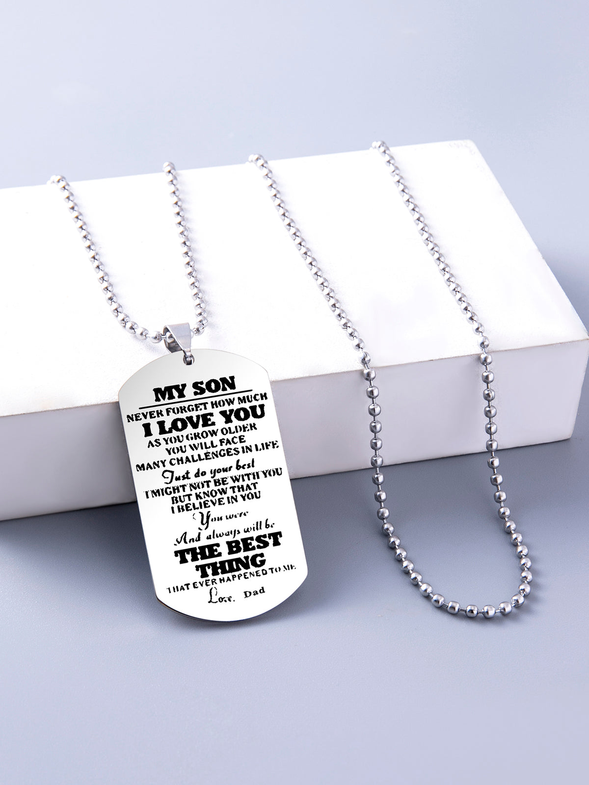 I Love You Grand Army Brand Silver Black Stainless Steel Pendant Necklace For Daughter Son