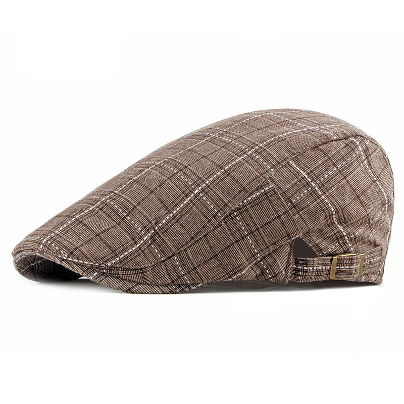 British Retro Duck Tongue Hat Men&#39;s Plaid