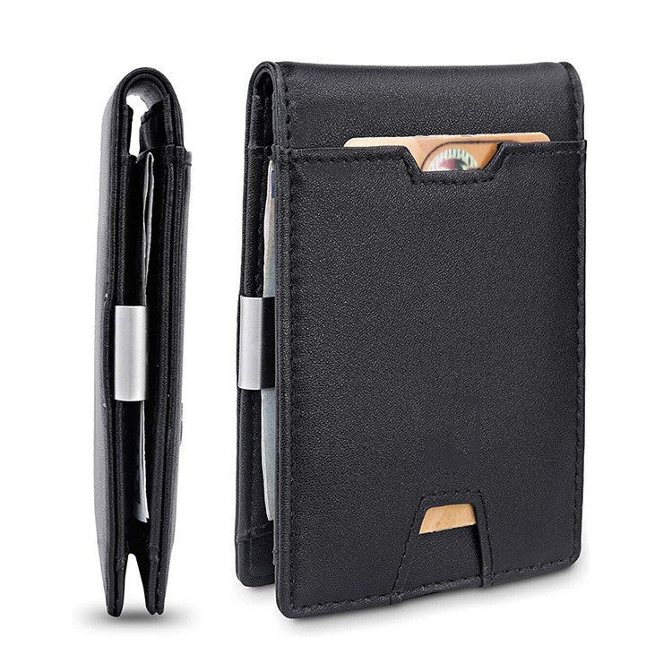 Men&#39;s Card Holder Fiber Leather Money Clip Wallet