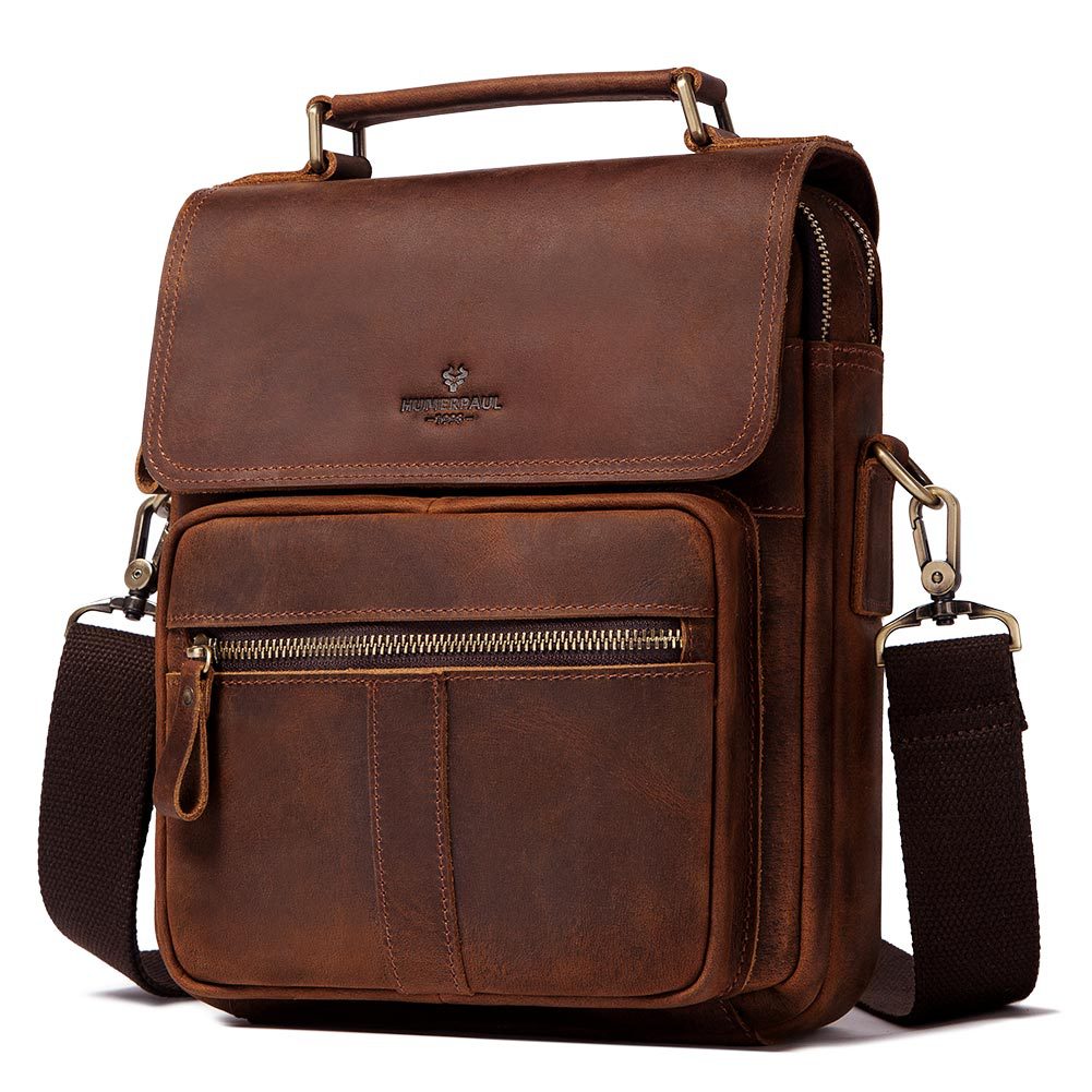 Leather Shoulder Bag Retro Men&#39;s Cowhide Messenger Bag Large Capacity Men&#39;s Leather Briefcase