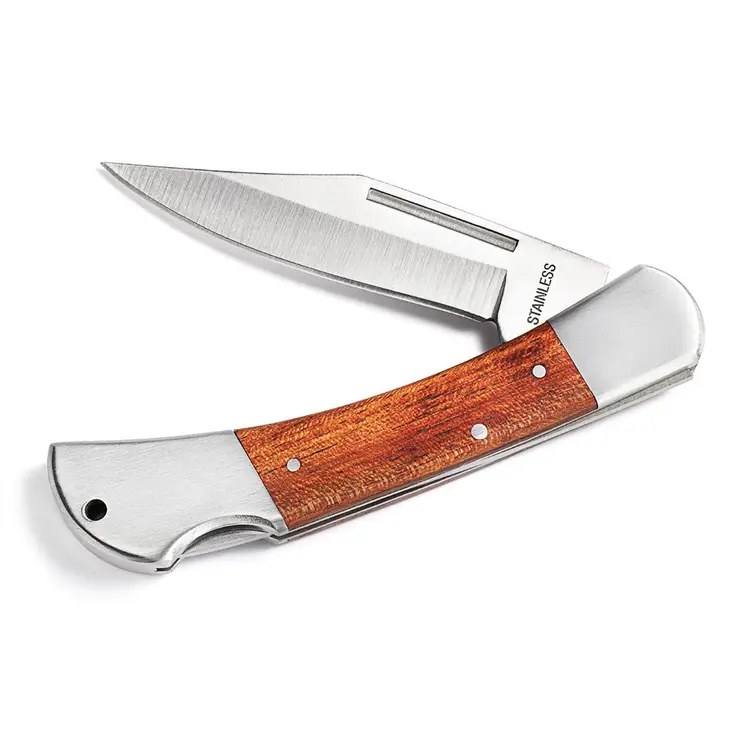 Wood Handled Locking Blade Pocket Knife – Monogram Engraved