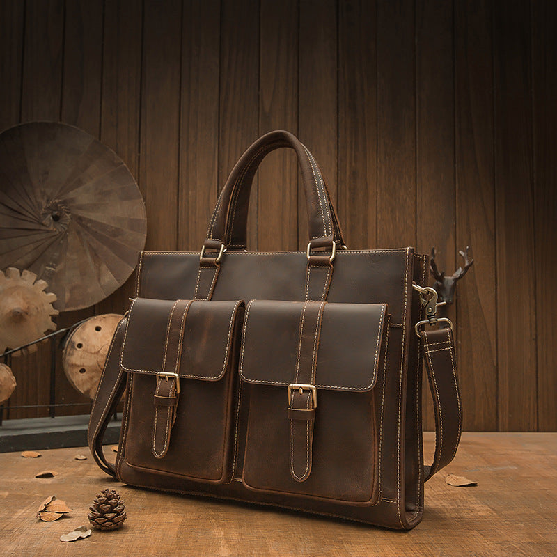 Handmade Vintage Leather Men&#39;s Briefcase