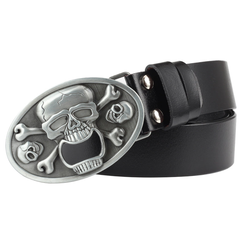 Men&#39;s Casual Skull Decorative Belt