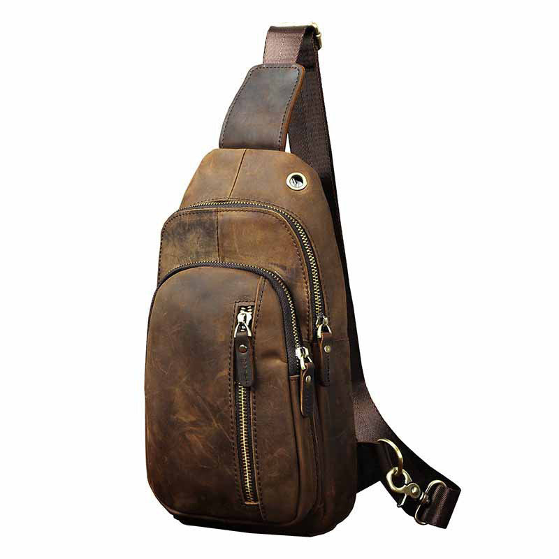 Crazy Horse Leather Cowhide Men&#39;s Vintage Bag