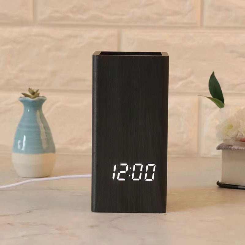 Desktop Creativity Stationery Pen Holder Clock LED Electronic Clock