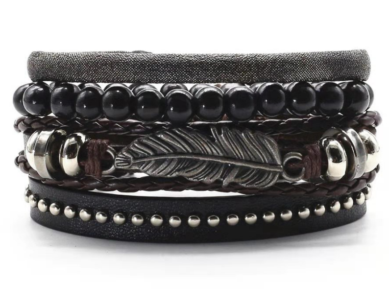 Men&#39;s Leather Vintage Braided Bracelet