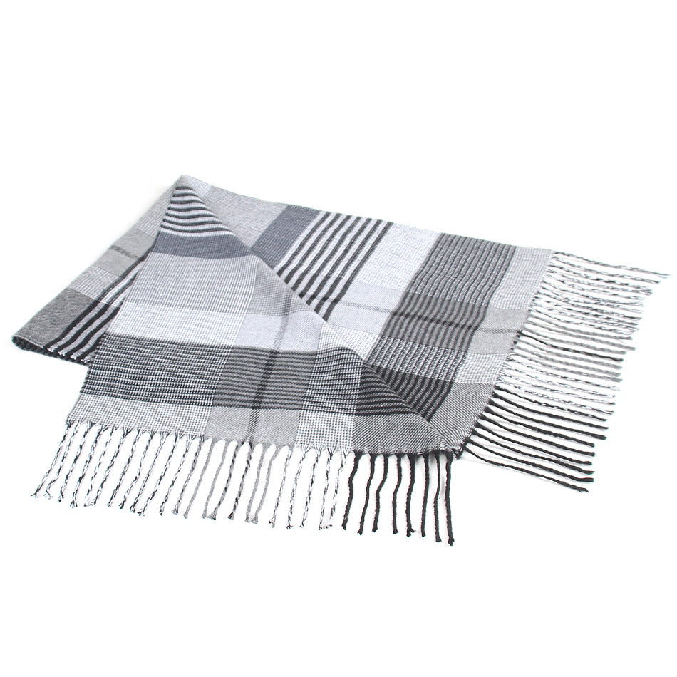 Autumn And Winter New Korean Style Plaid Middle-aged And Elderly Men&#39;s Scarf Cashmere-like Warm Scarf Gifts Promotional Products